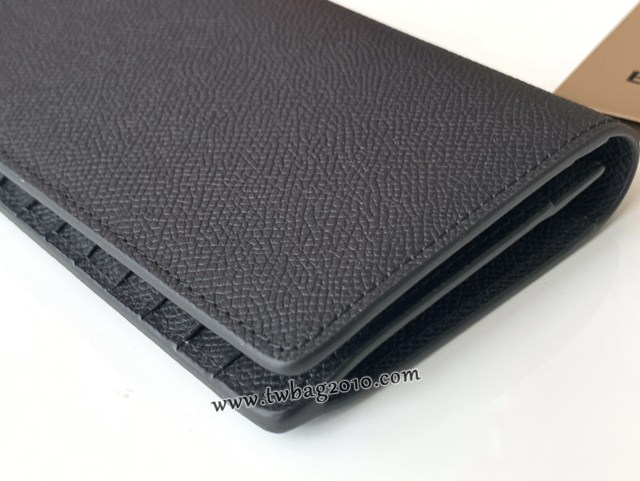 Burberry專門店新款西裝夾錢包 巴寶莉黑色小牛皮對折長夾 yxb1021